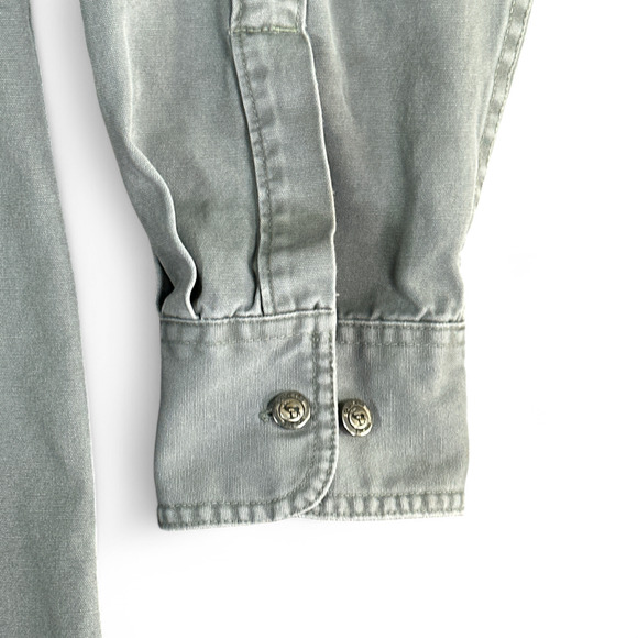 Vintage Cabelas Shirt Adult LARGE Gray Henley Cargo Outdoor Canvas Workshirt 90s - Picture 7 of 11